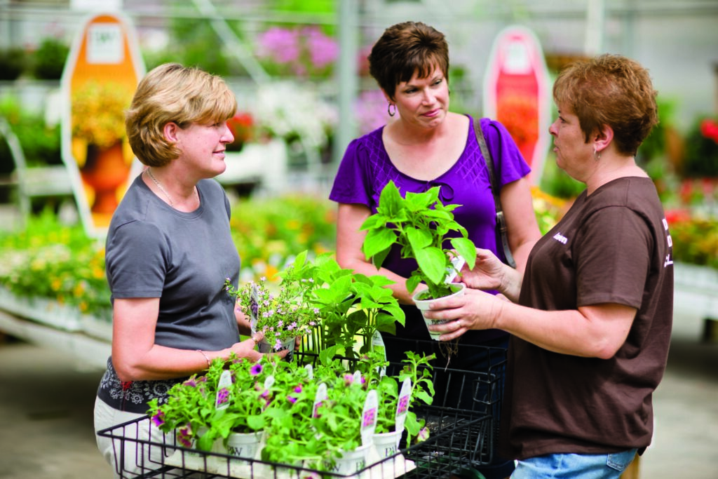 Customers shopping for plants and flowers at the Sargent's garden center